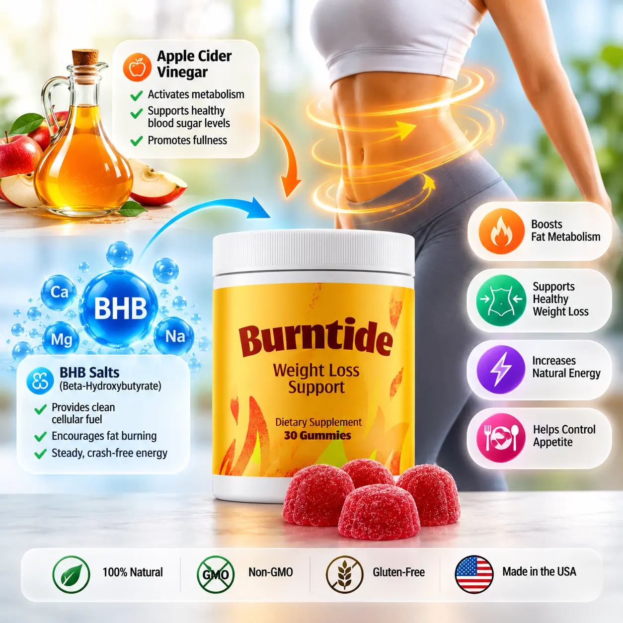 Demonstration showing Burntide natural ingredient blend and metabolic support