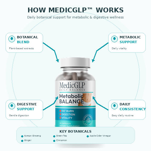 Demonstration showing MedicGLP natural ingredient blend and metabolic support